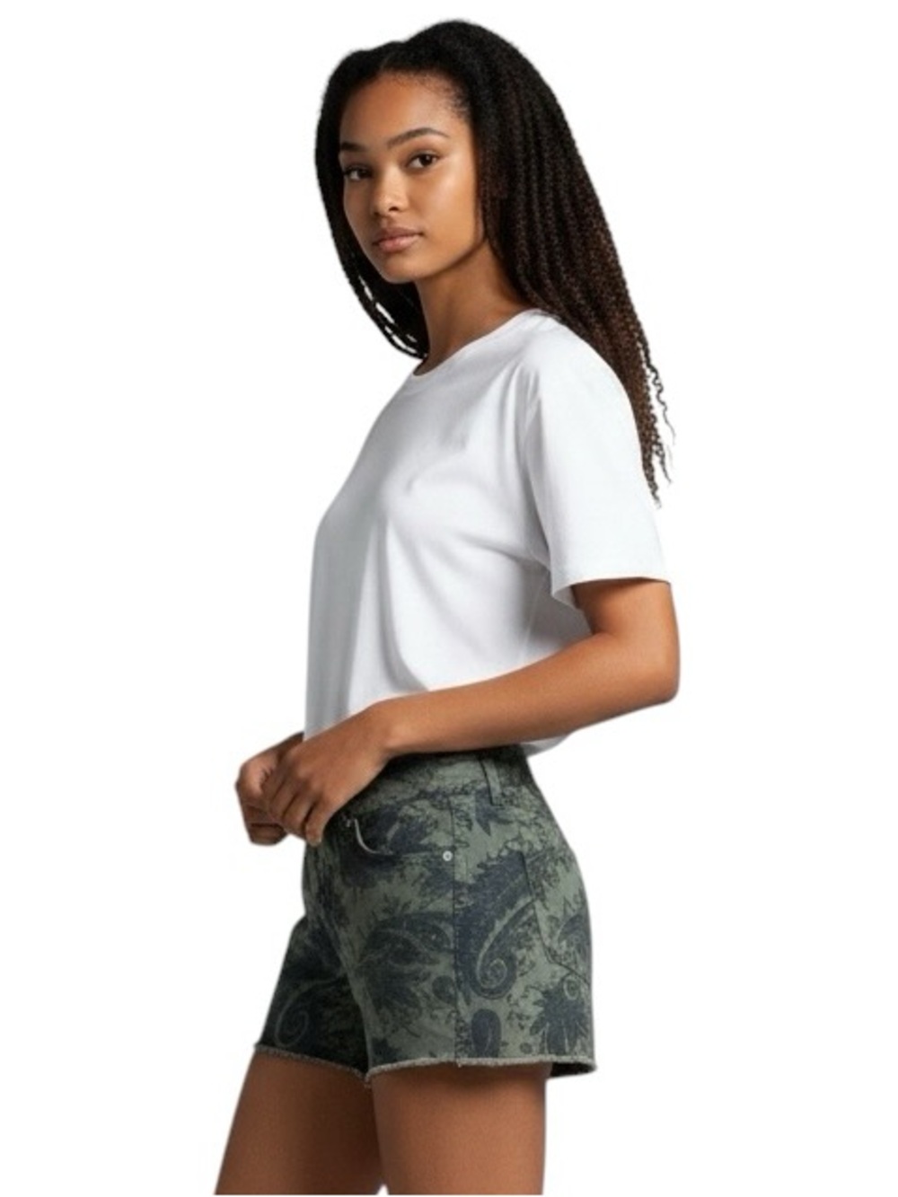 American Eagle Outfitters Olive Green Paisley corduroy shorts